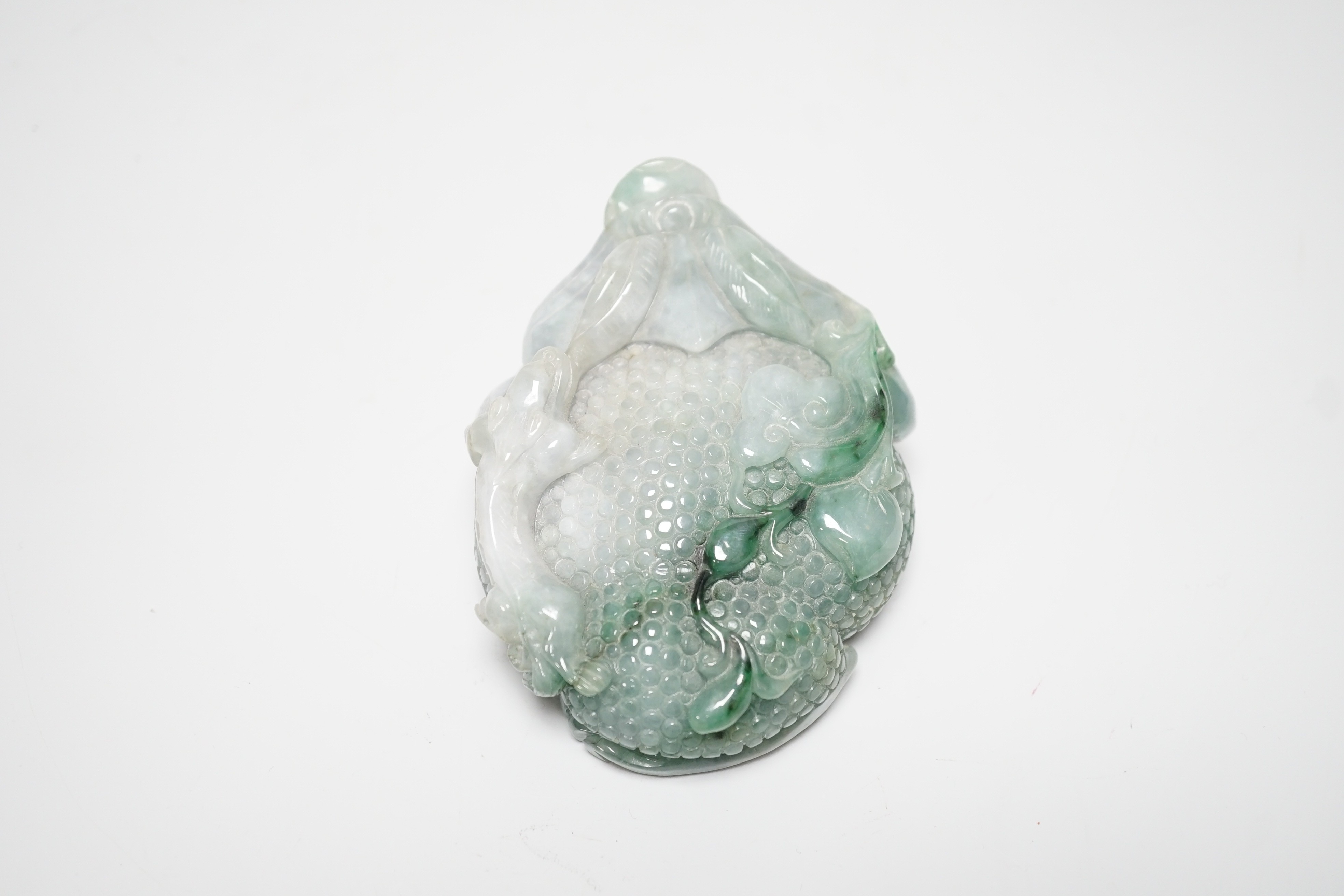A Chinese jadeite carving of a toad, 10cm long
